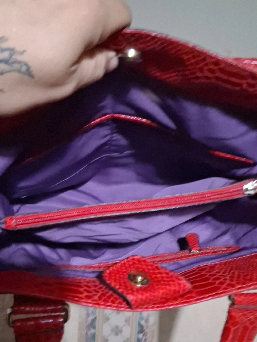 Liz Claiborne Red Textured Satchel